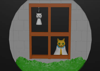 猫とてるてる坊主