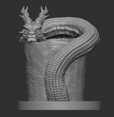 とぐろを巻くオリジナルデザインの龍です。